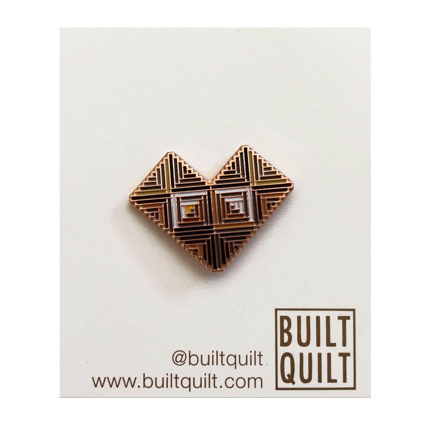 Heart Log Cabin Enamel Pin by Built Quilt