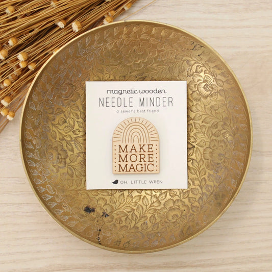 Magnetic Wooden Needle Minder with Make More Magic Engraving