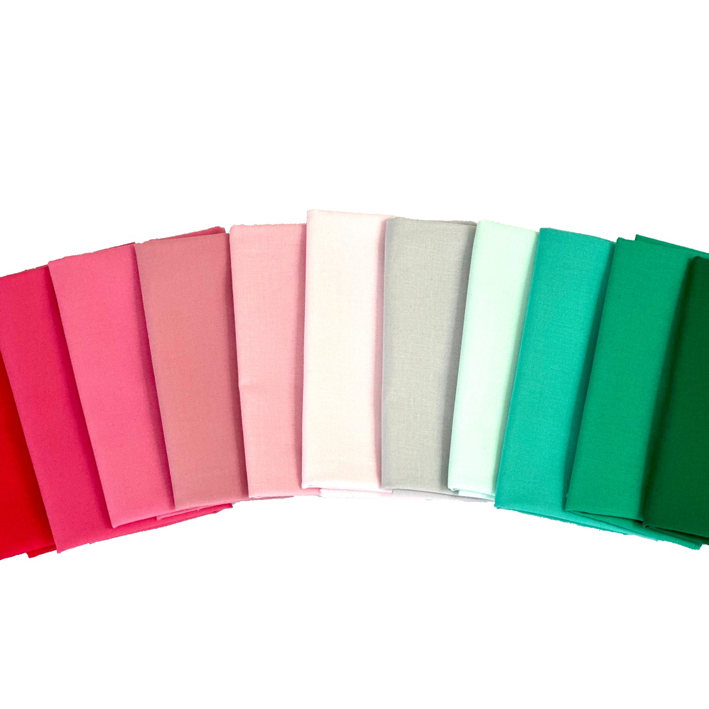 Kona Solids Fabric Bundle curated by Alyssum Patch displaying fabrics included in the melon bundle