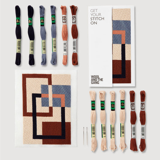 Wool and the Gang Needlepoint Kit contents