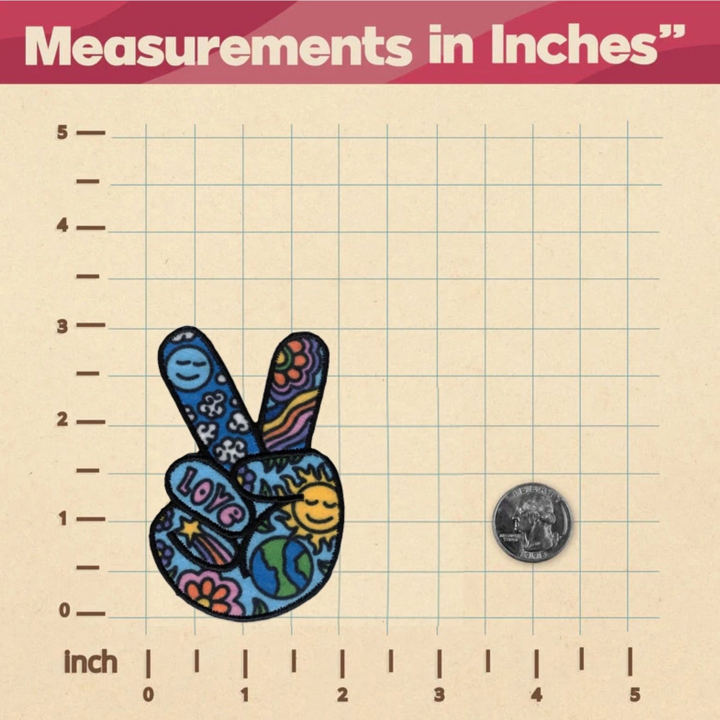 Peace Sign Patch Size