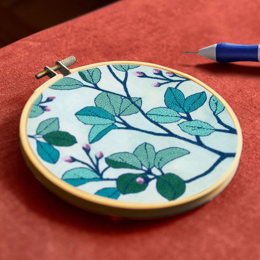 Jungle Foliage punch needle finished project