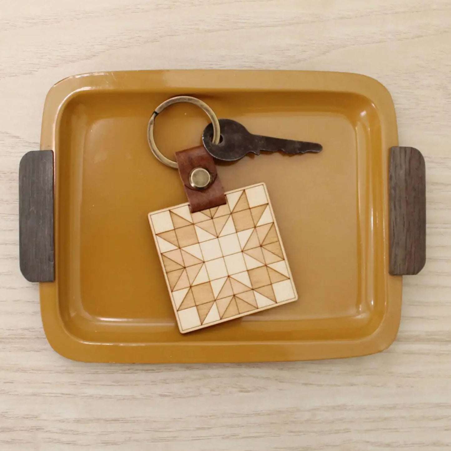 Wood Memory Quilt Block Keychain, by oh, little wren
