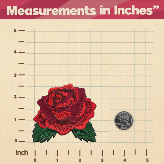 Red Rose Iron On Patch Size
