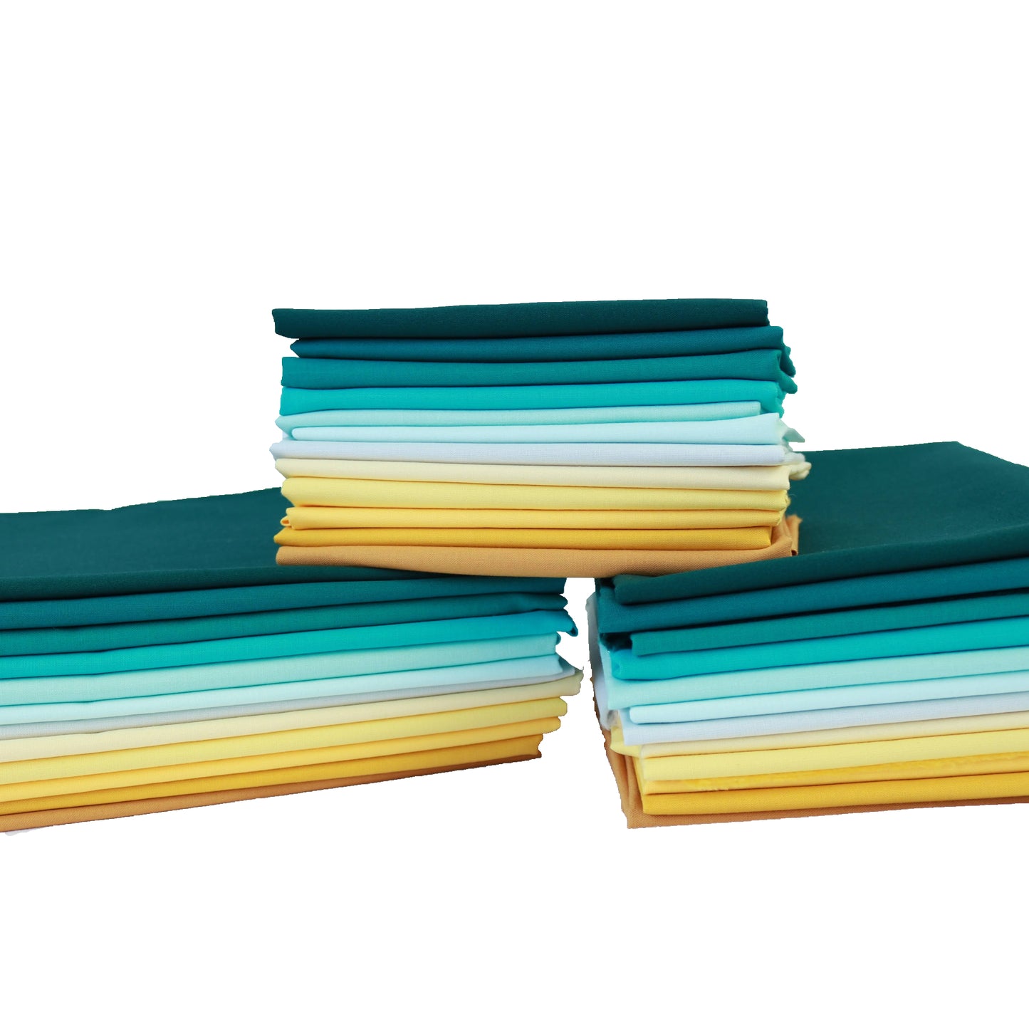 seaside fabric bundles displaying fat quarter, half yard, and one yard sizes