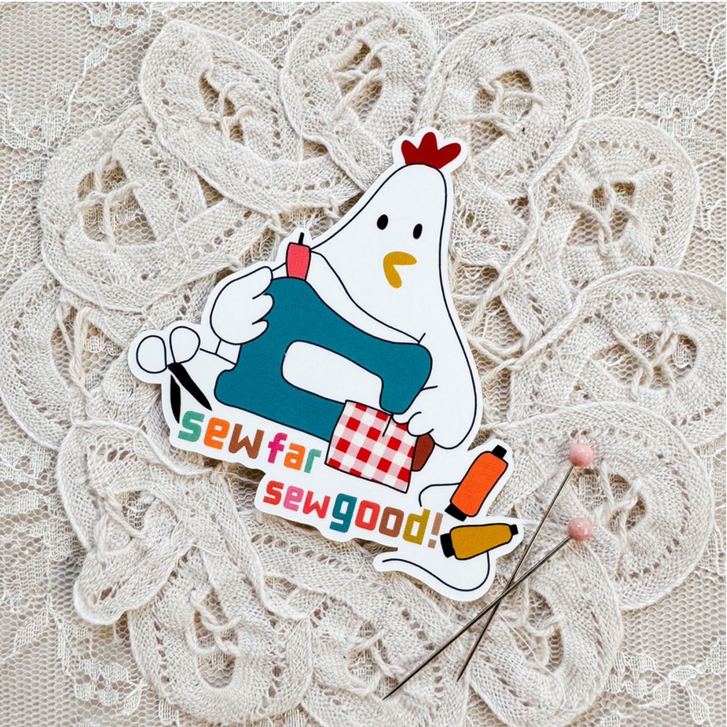 Sew Far Sew Good Sticker from Minki Kim