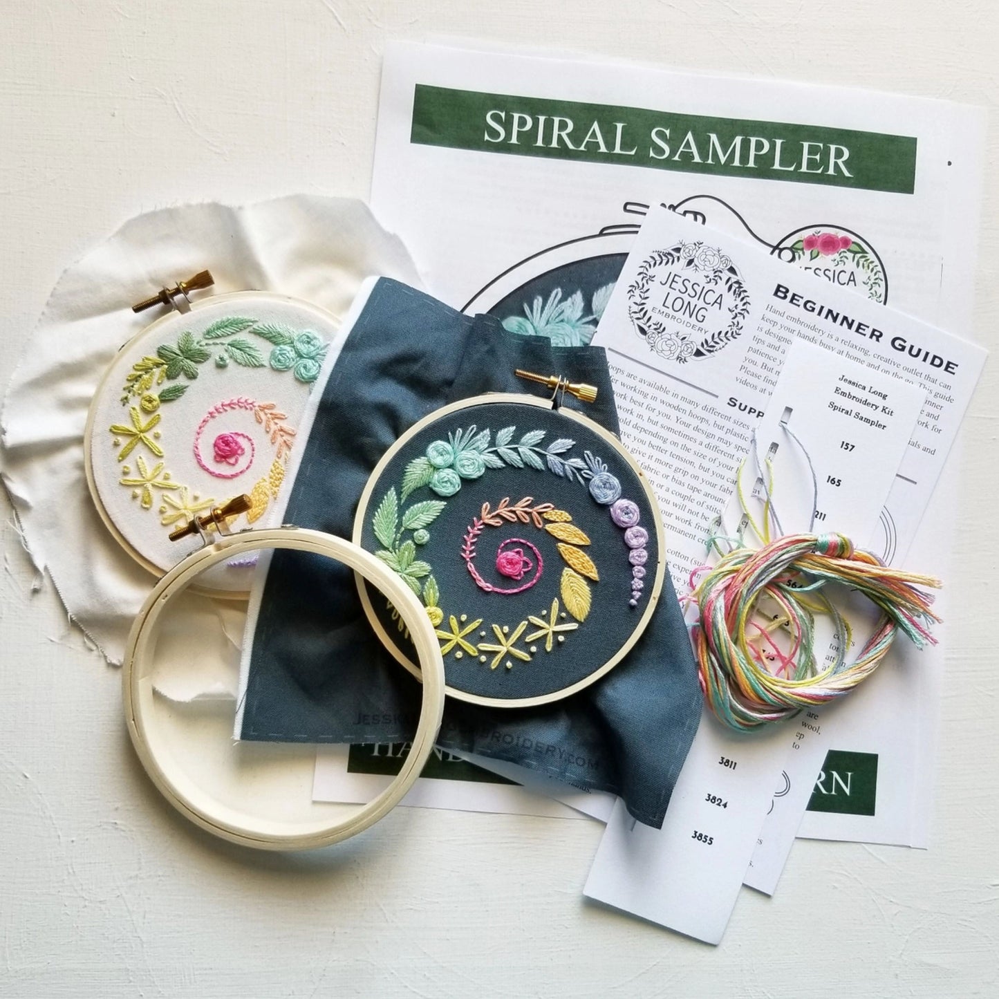 Spiral Sampler Embroidery Kit contents