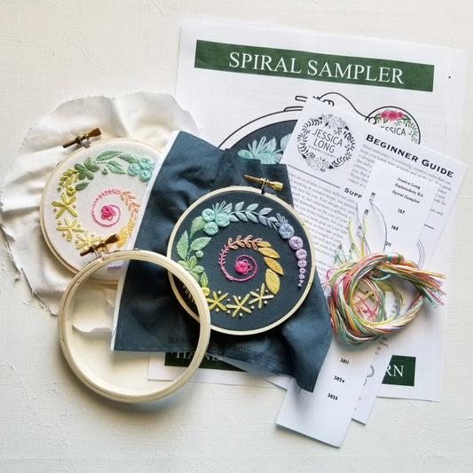 Spiral Sampler Embroidery Kit contents