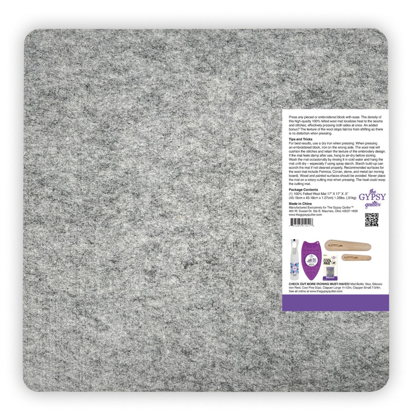 Felted Wool Pressing Mat by the Gypsy Quilter back view