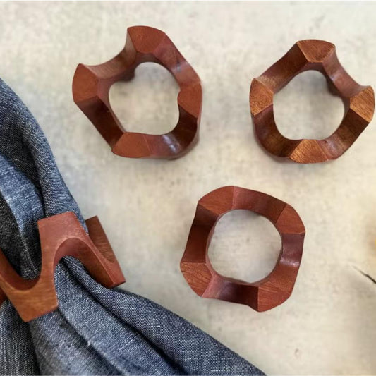 Zigzag Wooden Napkin Rings from top view