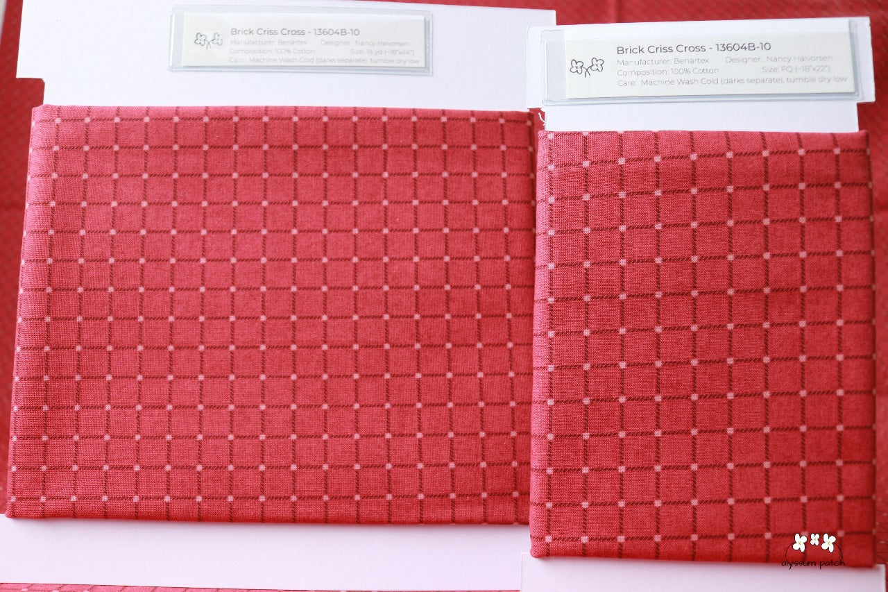 Brick Criss Cross precut fat quarter and half yard fabric on fabric winders