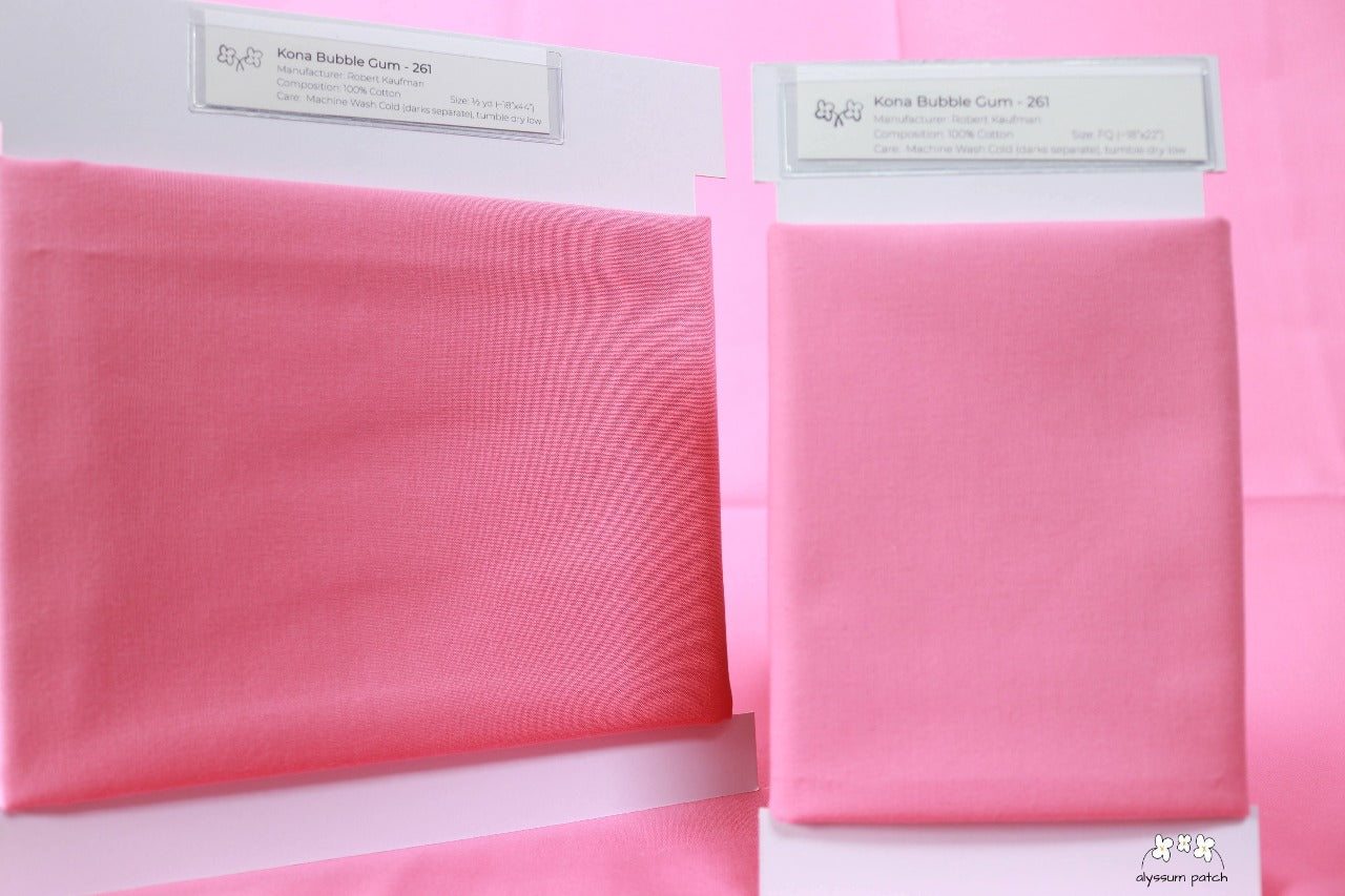 Kona Solids Bubble Gum precut fat quarter and half yard fabric wrapped on fabric winders