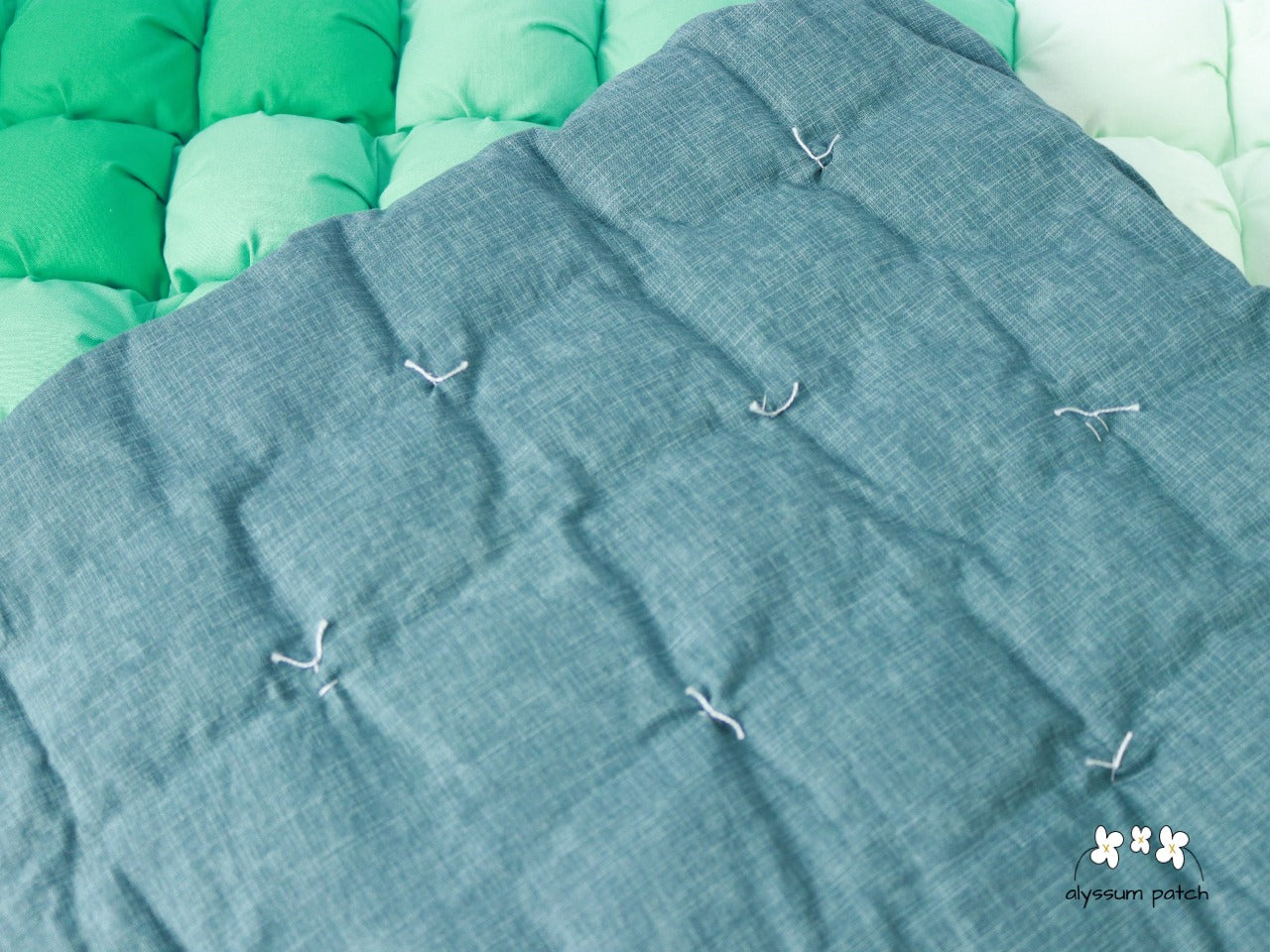 Back of Melon Patchwork Puff Quilt