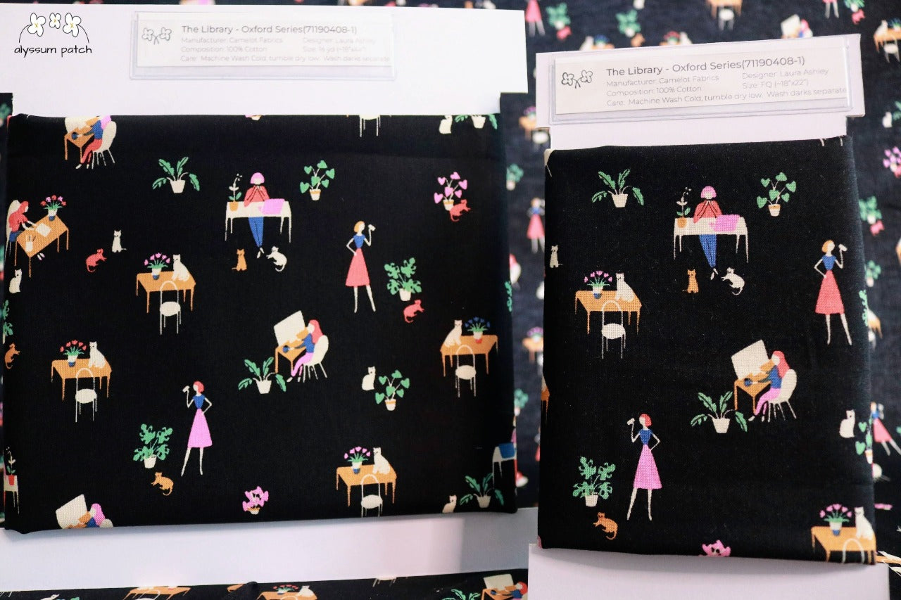 At the Library precut half yard and fat quarter fabrics wrapped on fabric winders