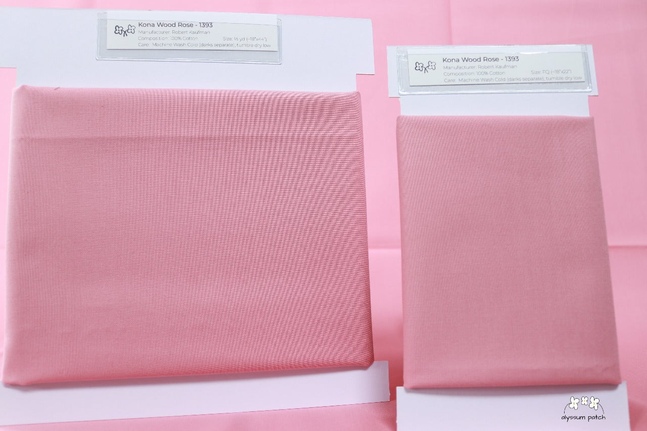Kona Solids Wood Rose precut fat quarter and half yard fabric wrapped on fabric winders