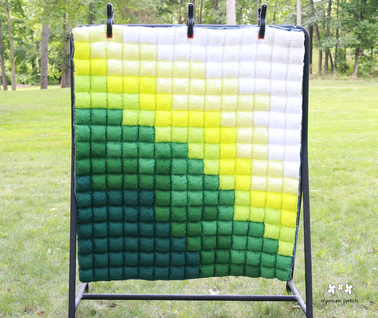 Citron Patchwork Puff Quilt