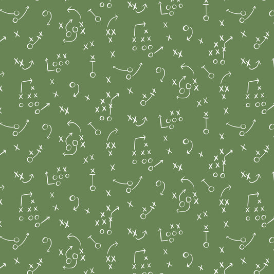 Football play patterns on a green background