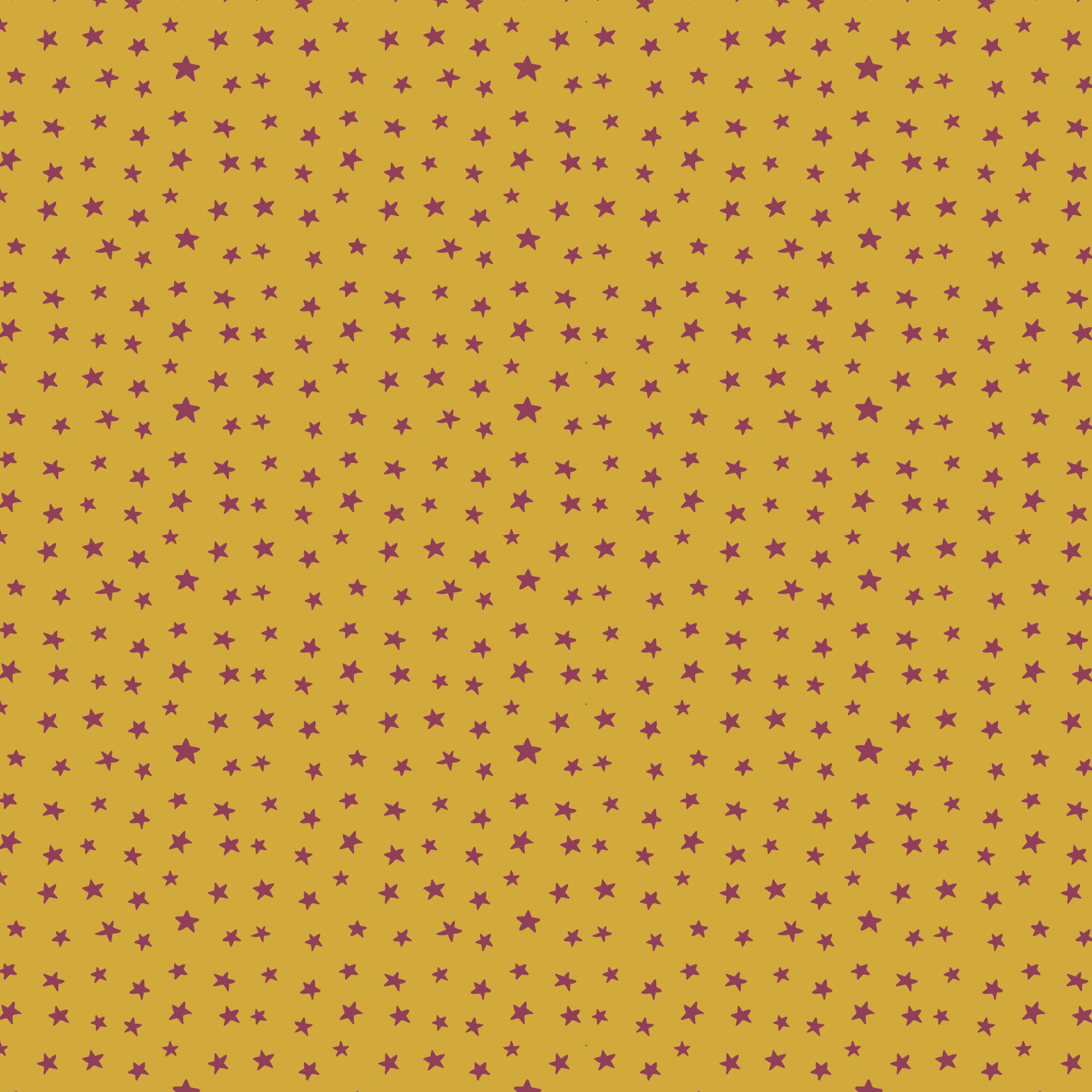Plum Stars scattered on a golden yellow background