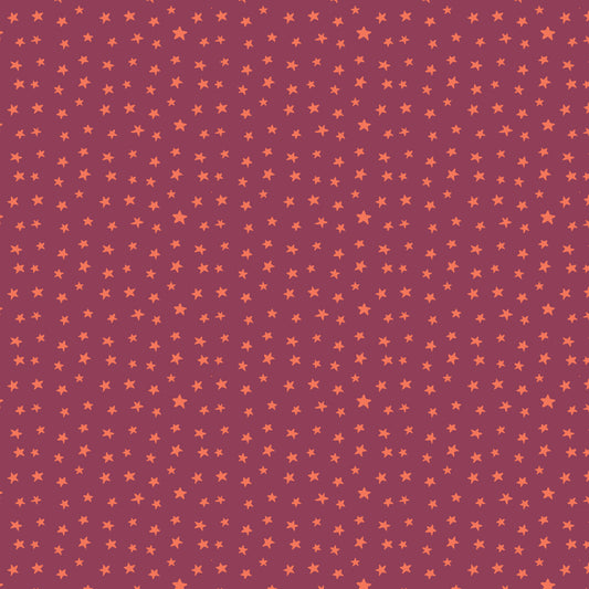 Small orange stars on a plum background
