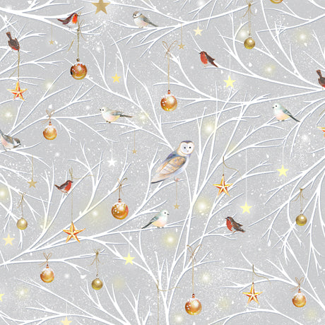 Birds on Branches in Gray