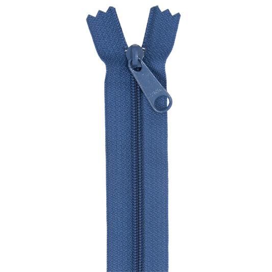 blue Zipper with matching pull tab on white background