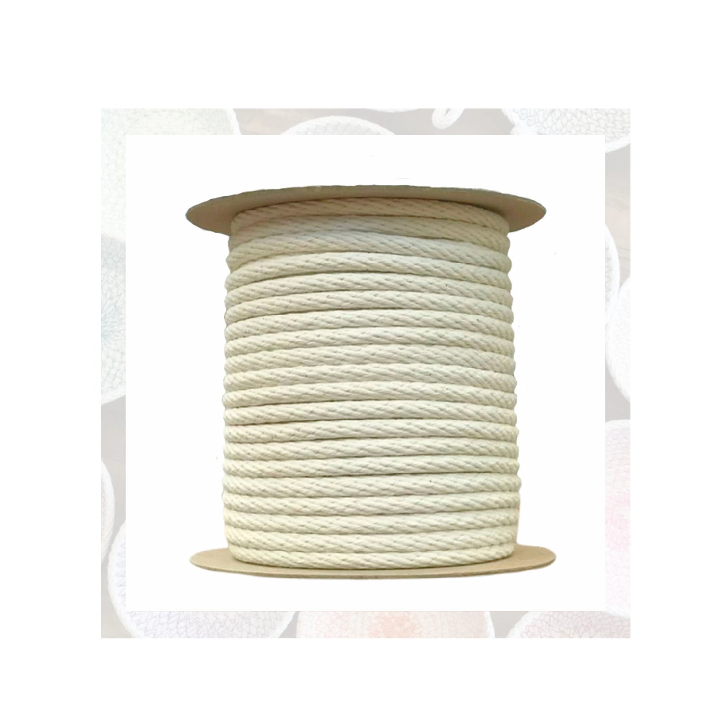 Spool of white rope on a clear background