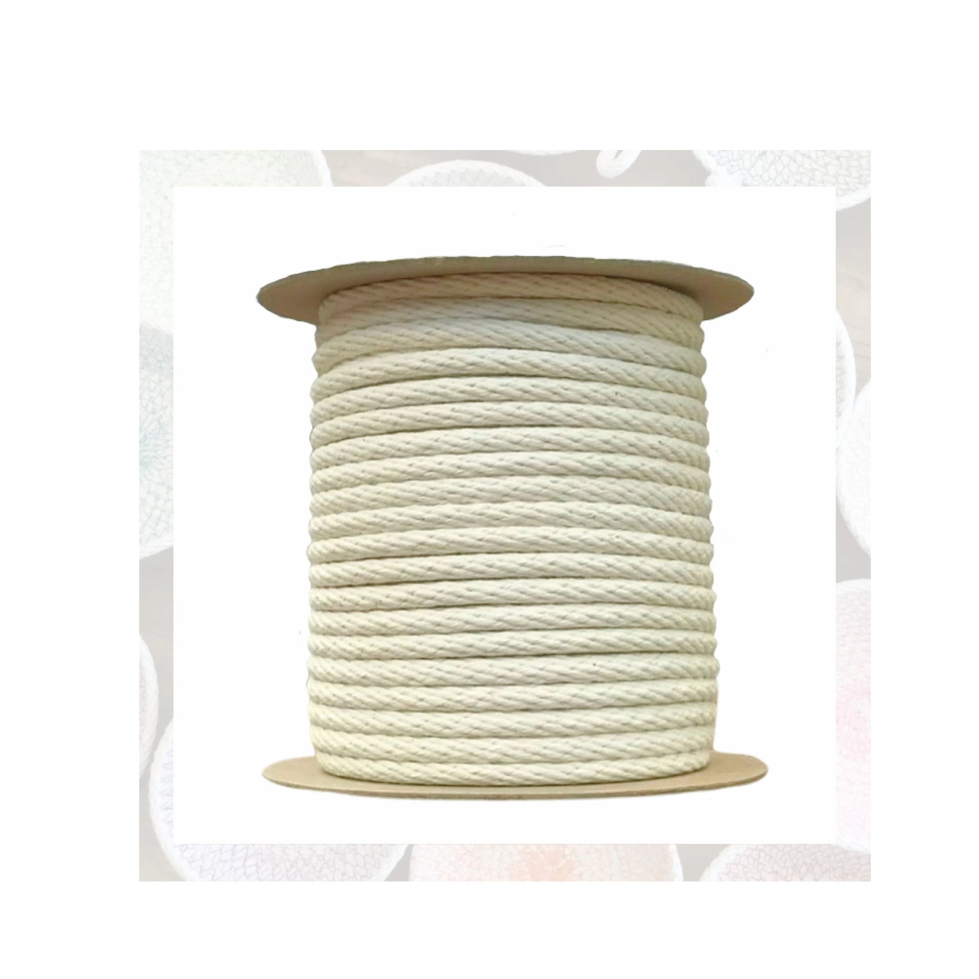 Spool of white rope on a clear background