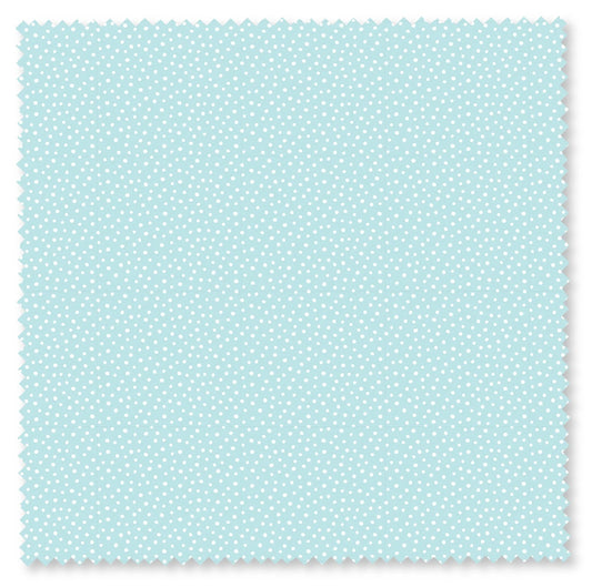 Light blue fabric with small white polka dots