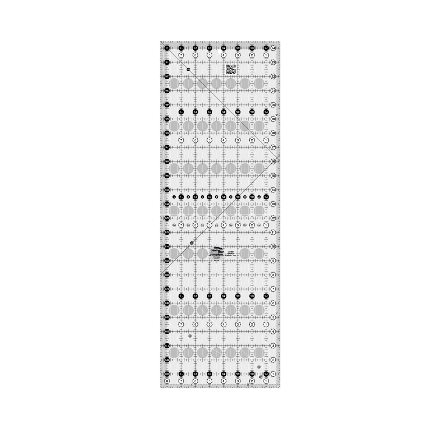Quilting ruler with grid lines on a white background