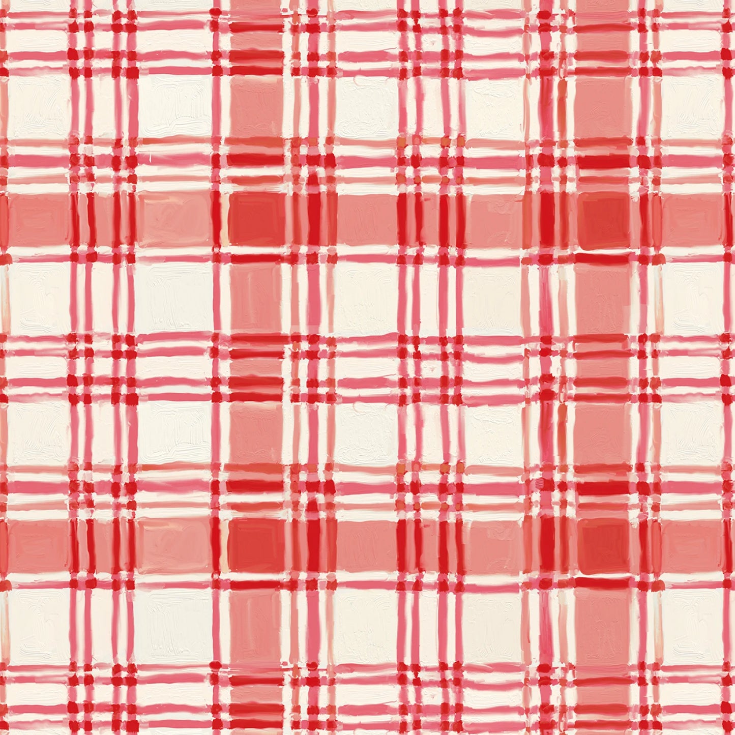 Red and white plaid pattern with watercolor texture, filling the entire frame.