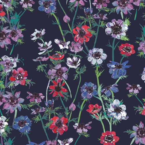 Anemone Study Midnight from Art Gallery Fabrics