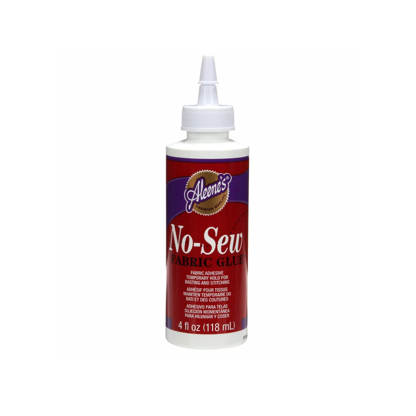Bottle of Aleene's No-Sew Fabric Glue on a white background