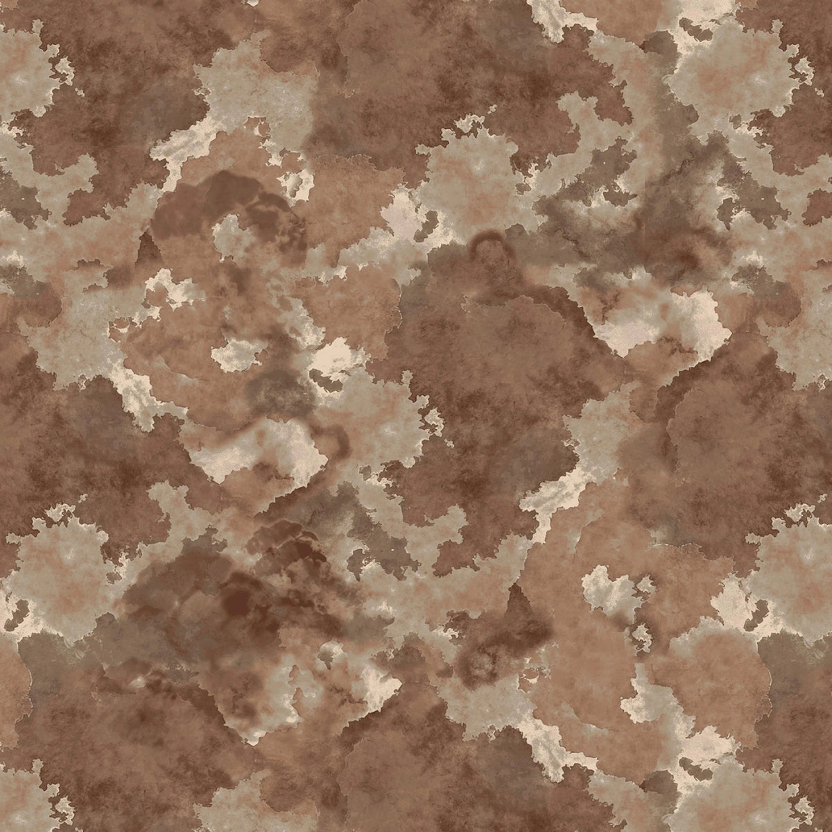 Brown and beige abstract watercolor camouflage pattern texture.
