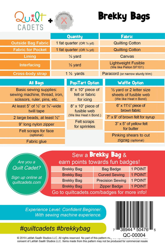 Back of Brekky Bag Pattern