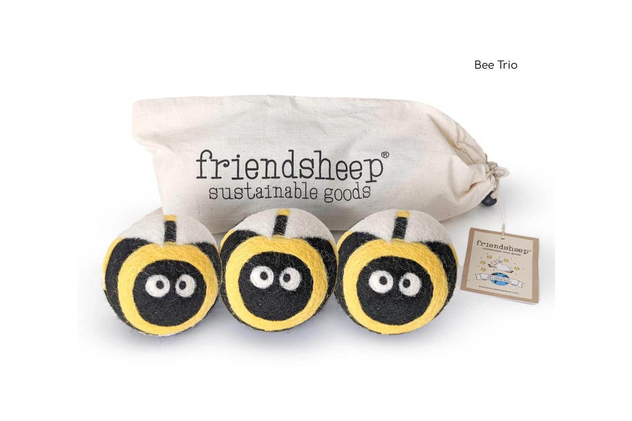 Friendsheep Eco Dryer Balls, Bee Trio, set of 3
