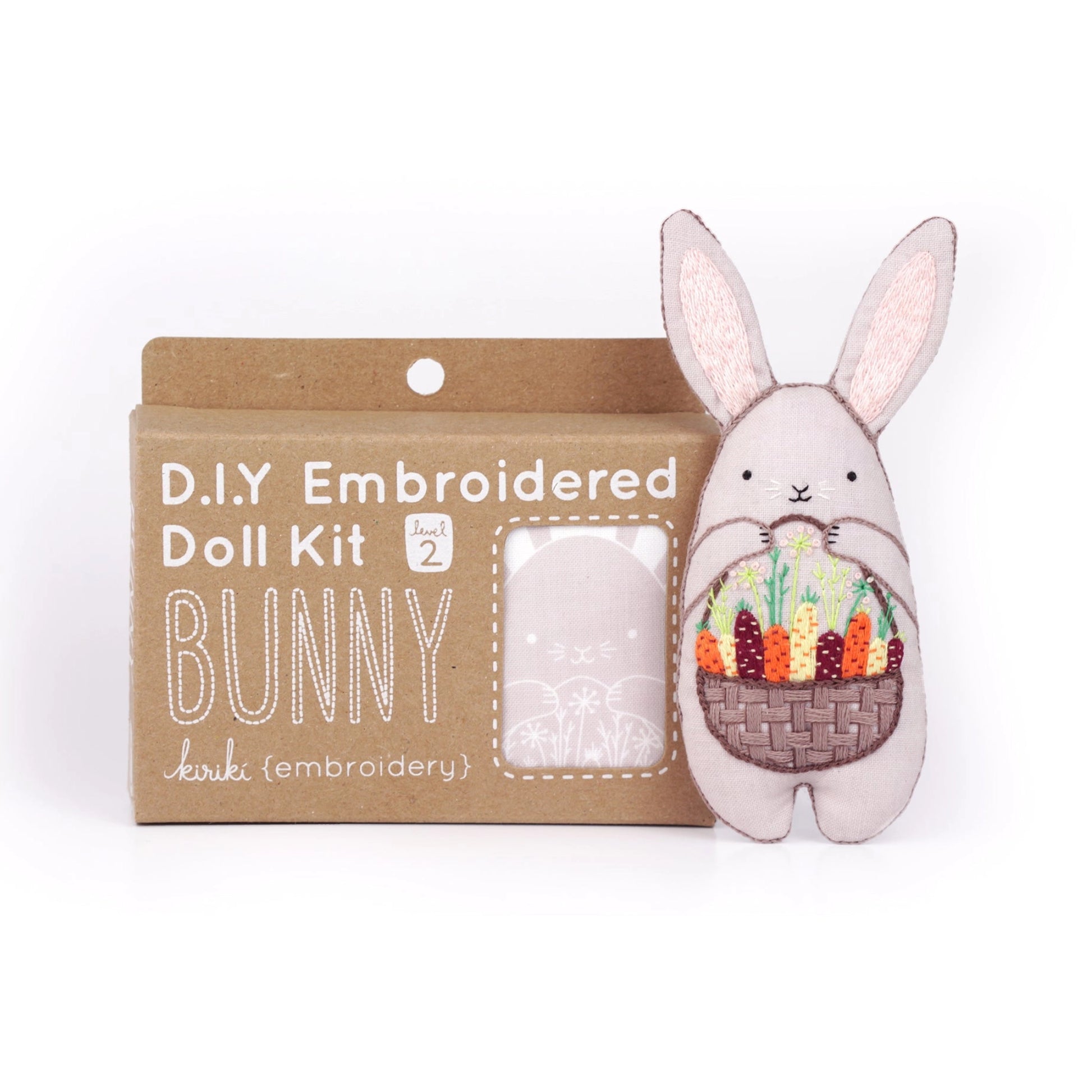 D.I.Y Embroidered Doll Kit Bunny with packaging on a white background