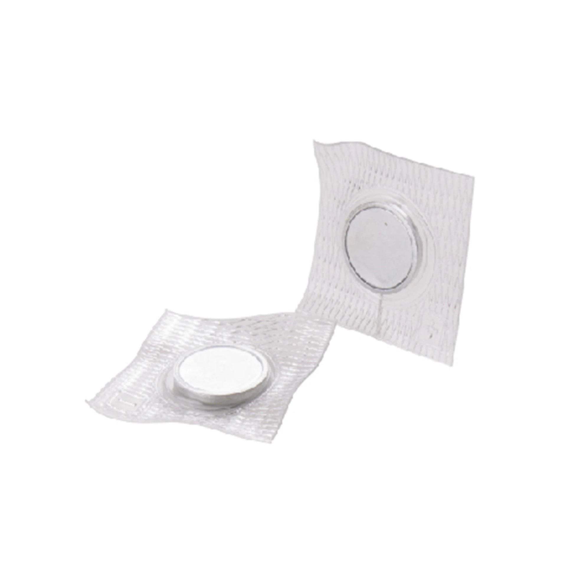 Two circular magnets on a textured white background