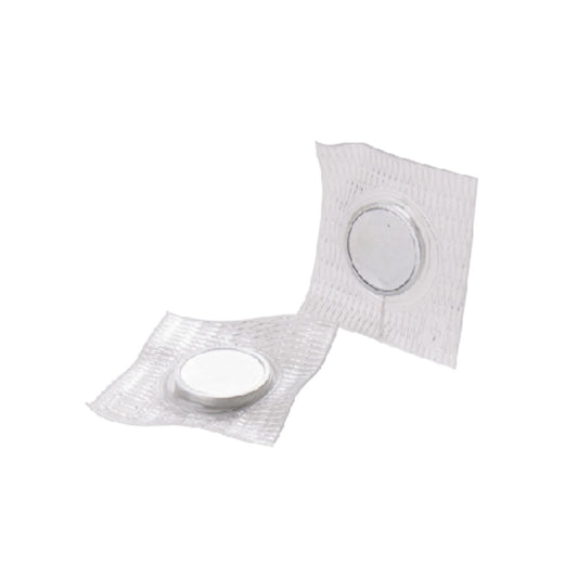 Two circular magnets on a textured white background