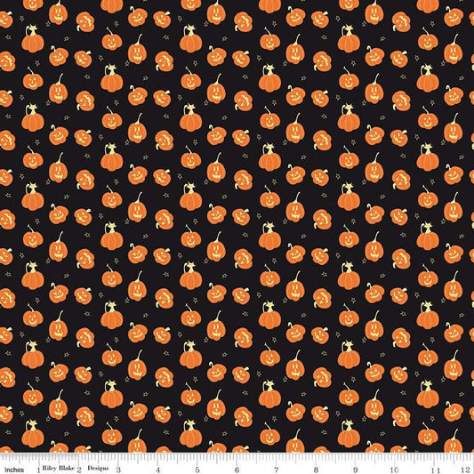 Beggar's Night Pumpkins Black for Riley Blake Designs
