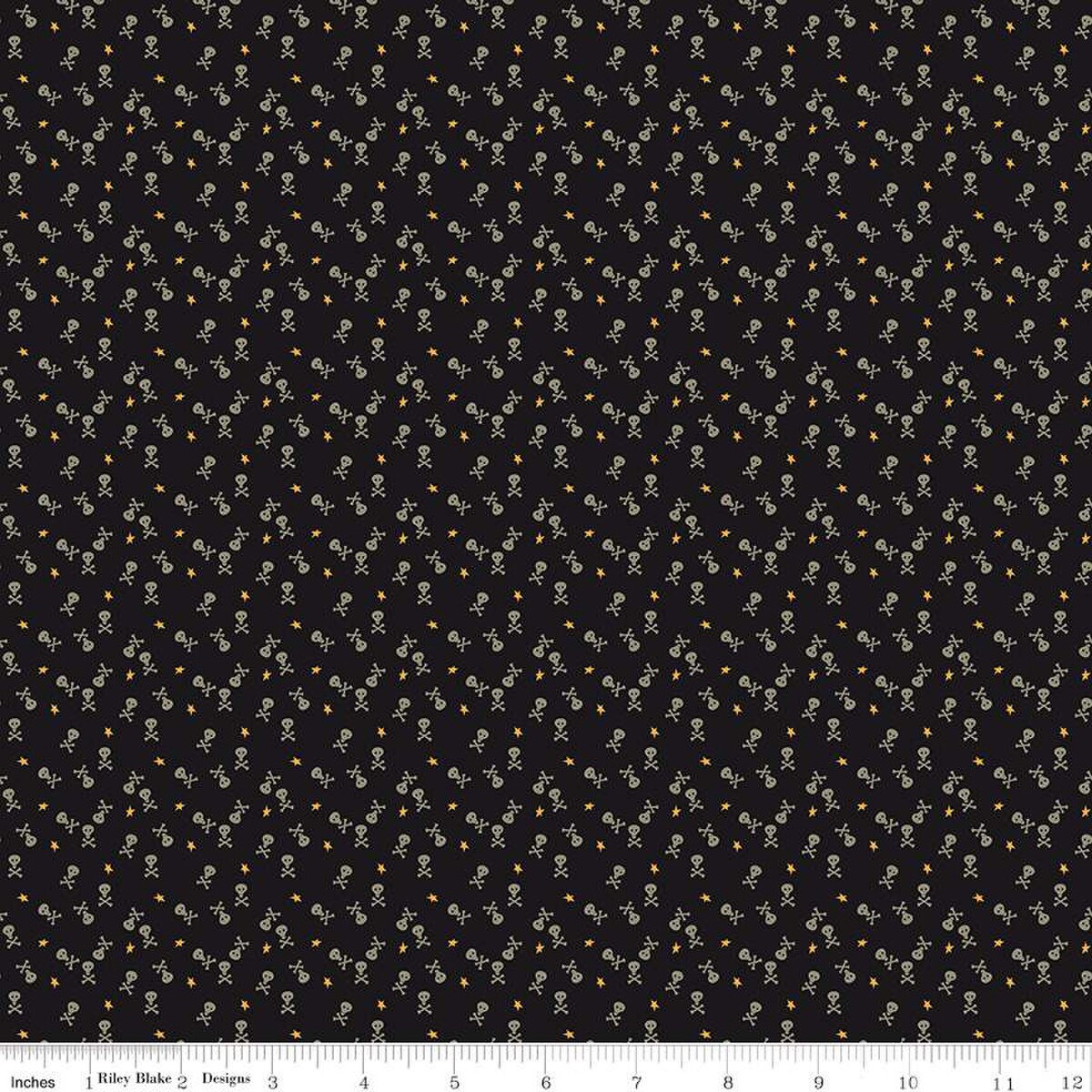 Beggar's Night Skulls Black from Riley Blake Designs