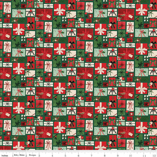 Presents on a green background