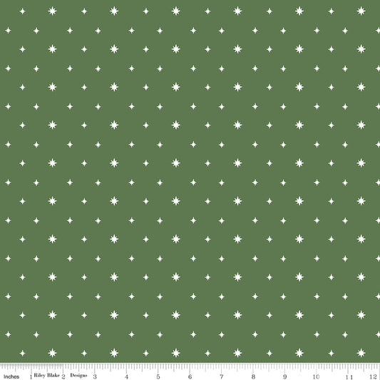 Green fabric with white star pattern