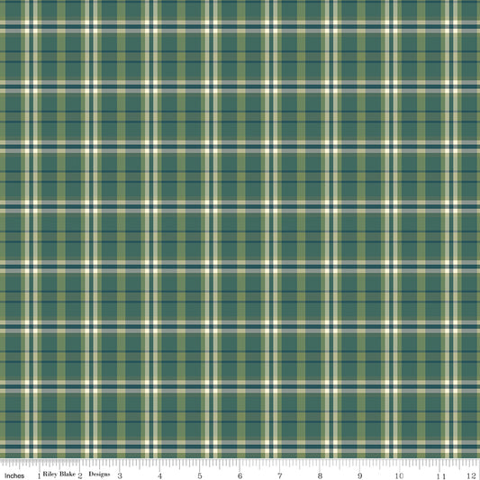 Green and beige plaid fabric pattern
