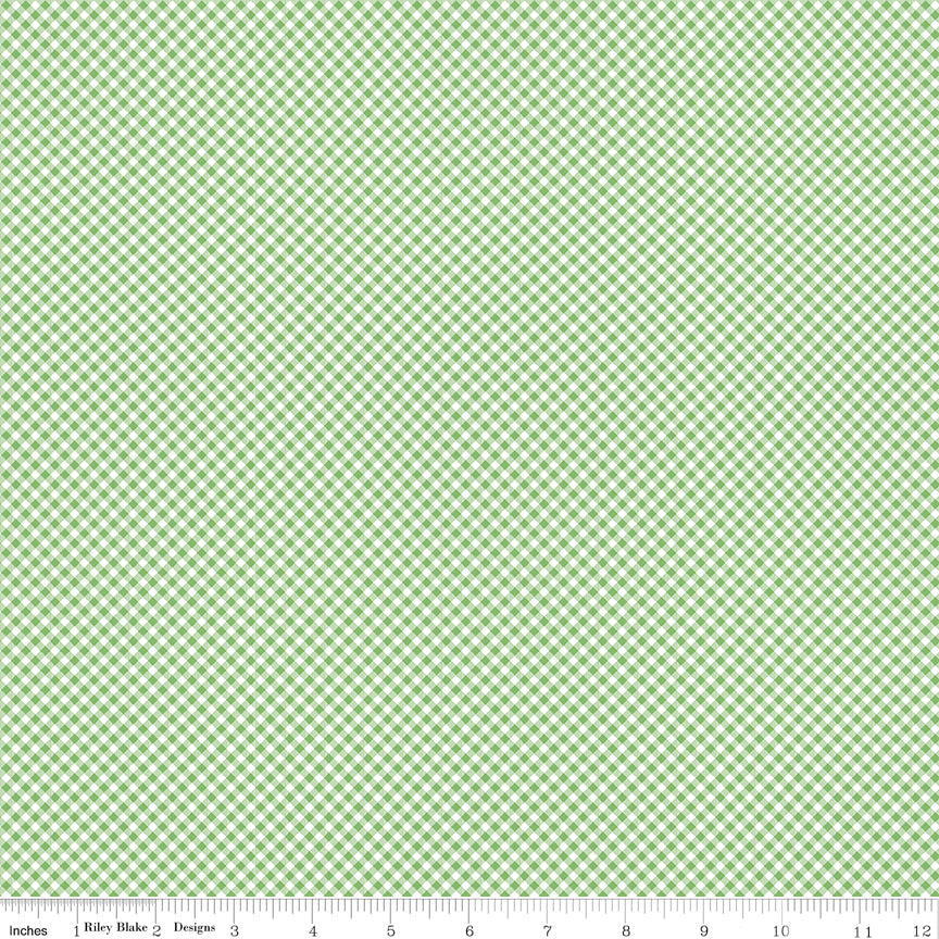 Small gingham print in green and white