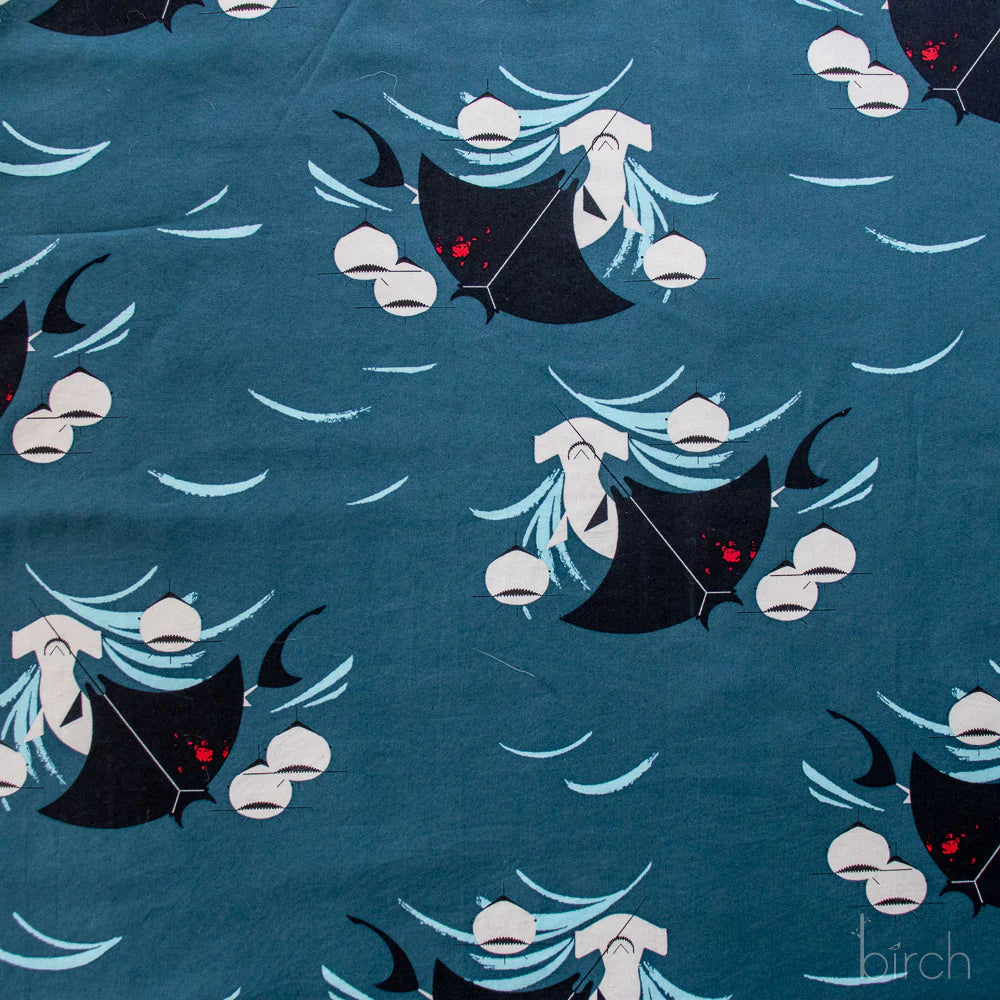 Shark Feast Poplin fabric swatch