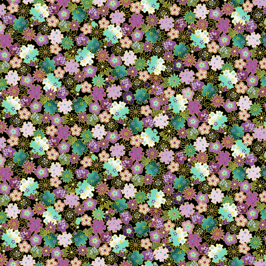 Multi Metallic Geo Floral Metallic from Timeless Treasures