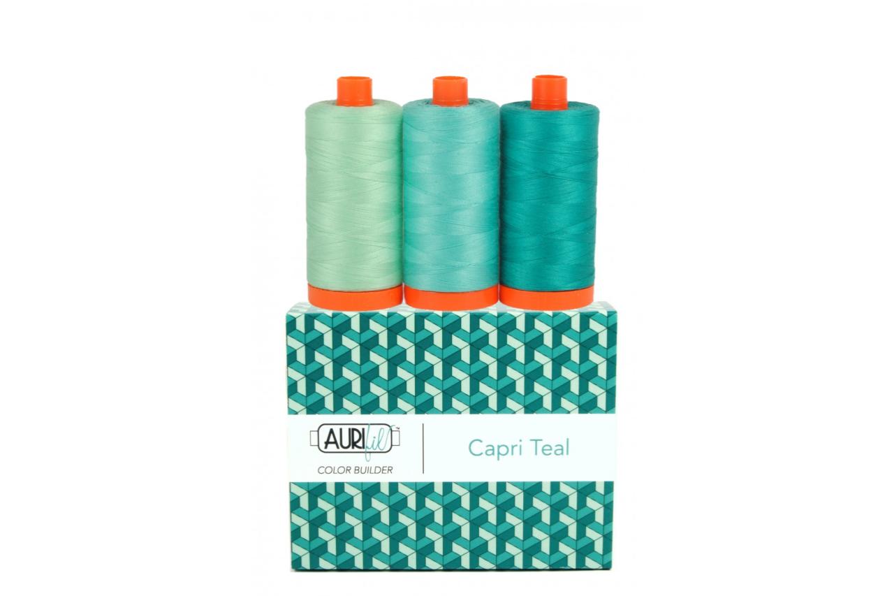 Aurifil Thread Color Builder Collection, Capril Teal, set of 3 spools