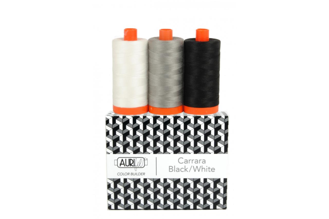 Carrara Black/White Aurifil Thread Set of 3 spools