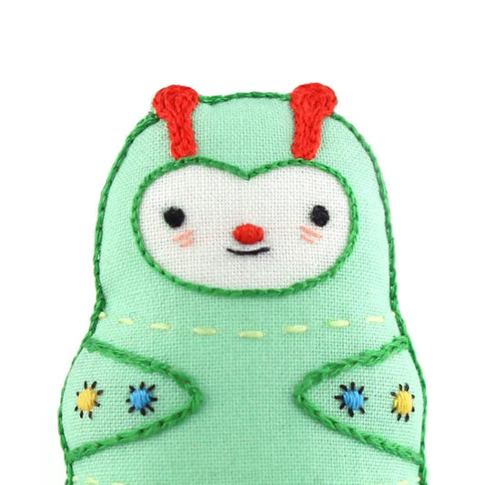 Caterpillar DIY Embroidered Doll Kit from Kiriki Press