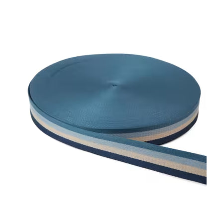 Polyster Webbing 1 1/2 in, Striped Coastal